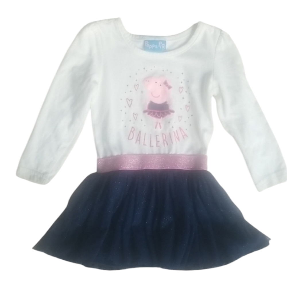 Peppa Pig Ballerina Toddler Girls Long Sleeve Tulle Top SZ 2T